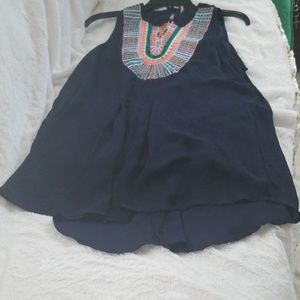 Nine 1 eight dark blue embroidered blouse, size L